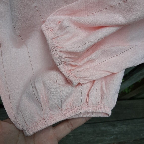 Thereabouts Blouse April Blush Rose Metallic Stripe Top Size Junior 3XL - Picture 6 of 16